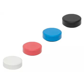 MAULpro Magneti rotondi in materiale riciclato, 29 mm x 11 mm, assortimento da 20 pezzi (bianco, rosso, blu, nero) 6177399