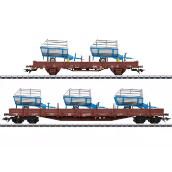 Märklin 46407 set di carri merci a stanti DB AG, epoca VI (2 carri, carico di legname, H0)