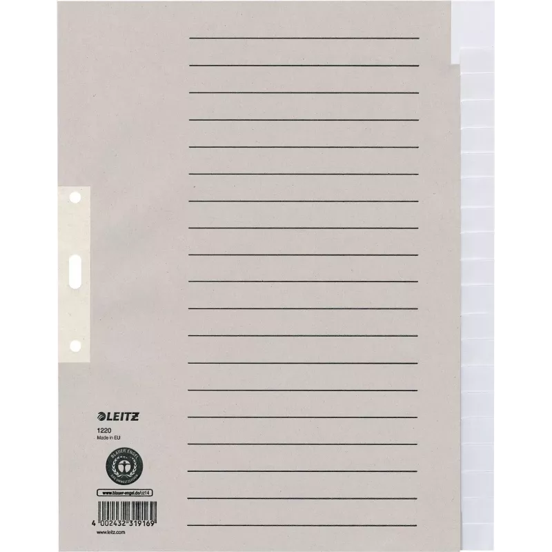 LEITZ Indice in carta bianco 20 linguette A4 bianco con foratura universale 12203085
