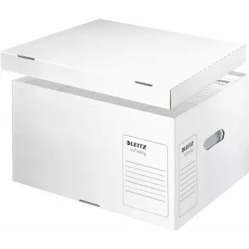 Leitz 61040000 Infinity Contenitore per archivio, bianco, confezione da 10, A4/Folio, impilabile, cartone riciclato