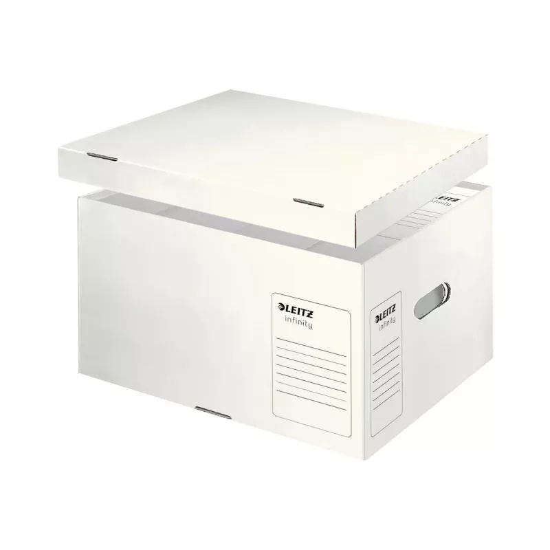 Leitz 61040000 Infinity Contenitore per archivio, bianco, confezione da 10, A4/Folio, impilabile, cartone riciclato