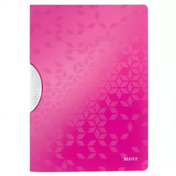 LEITZ WOW ColorClip cartella con clip A4 rosa metallizzato con superficie goffrata 3D, interno grigio chiaro, 1 pezzo 4185-00-23