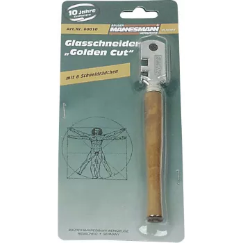 Brüder Mannesmann tagliavetro 60010 con rotella in carburo di tungsteno e manico in legno