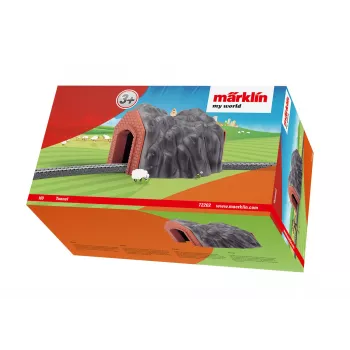 Märklin Tunnel H0 a binario singolo con portale in pietra dettagliato, grigio e arancione 72202