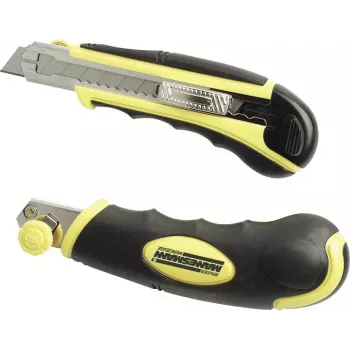 Brüder Mannesmann Cutter universale con softgrip, regolazione automatica della lama, lama a spezzoni 18 mm, 60100