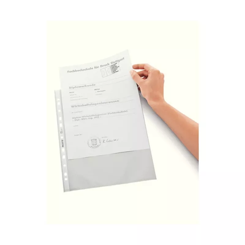 LEITZ 47960000 Portafogli A4, polipropilene 0,07 mm, trasparente, confezione da 100