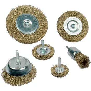 Brüder Mannesmann MAN 43806 Set 6 pezzi spazzole metalliche – spazzole a mano e per trapano in acciaio, ottone e nylon per rimozione ruggine e pulizia