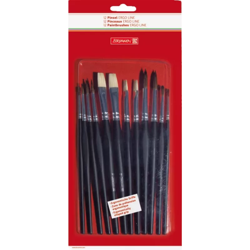 BRUNNEN ErgoLine set di pennelli, misure 2, 4, 6, 8, 10, 12, 12 pz 104893001
