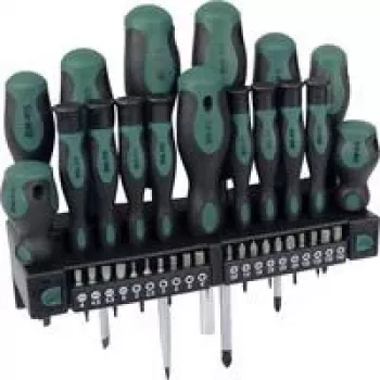 BRÜDER MANNESMANN set di cacciaviti da 37 pezzi con bit, acciaio cromo-vanadio, punte magnetiche, certificato GS (M11415)