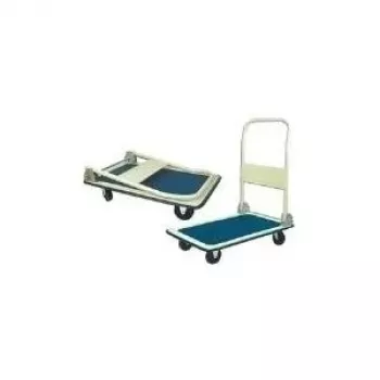 BRÜDER MANNESMANN Carrello a piattaforma 150 kg con 4 ruote, manico pieghevole, tappetino antiscivolo, blu/nero (096-T)