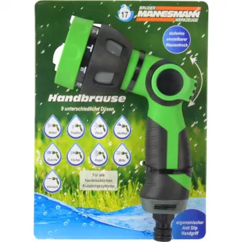 BRÜDER MANNESMANN Pistola spruzzatrice da giardino con 9 getti, raccordo rapido, nero/arancione (M63607)