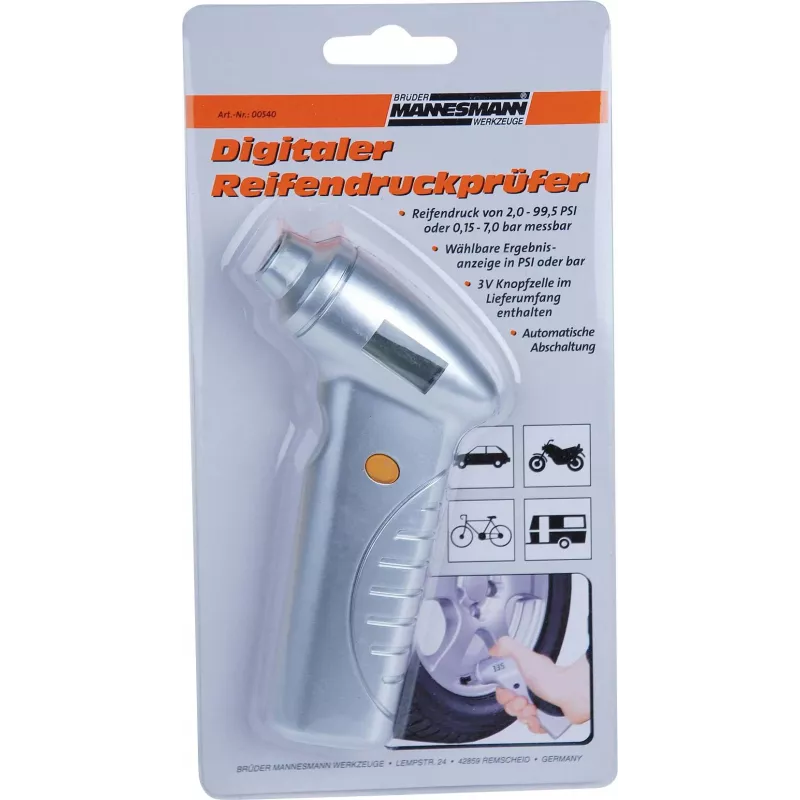 Brüder Mannesmann 00540 Misuratore digitale di pressione pneumatici 0,15-7 bar