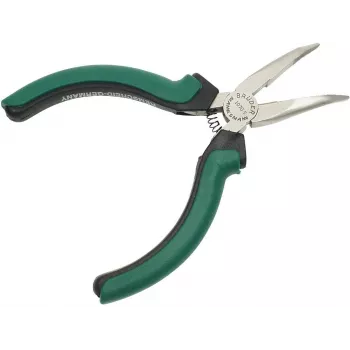 BRÜDER MANNESMANN GREEN LINE Pinza a becco curvo per elettronica 125 mm, acciaio per utensili, verde/argento/nero M 1070-5