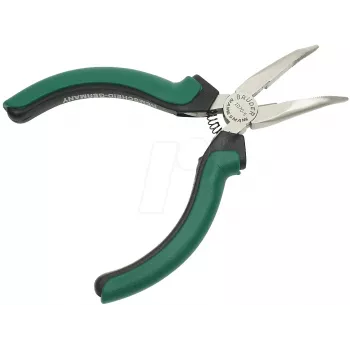 BRÜDER MANNESMANN GREEN LINE Pinza a becco curvo per elettronica 125 mm, acciaio per utensili, verde/argento/nero M 1070-5