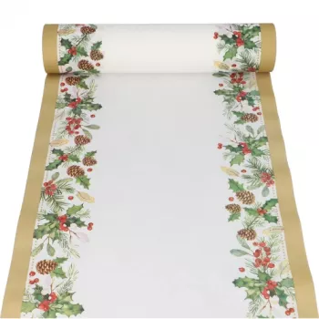 PAPSTAR Runner da tavolo vischio e pigne 37231 multicolore 40 cm x 24 m