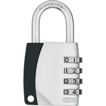ABUS 155/40 Lucchetto a combinazione 4 cifre regolabile, corpo in alluminio, archetto in acciaio temprato, argento ABVS30890