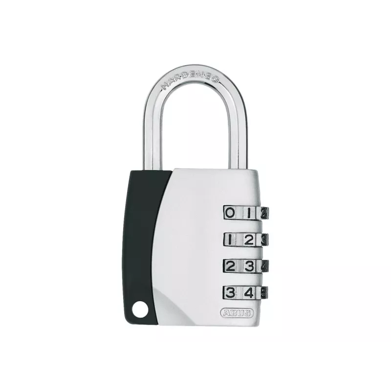 ABUS 155/40 Lucchetto a combinazione 4 cifre regolabile, corpo in alluminio, archetto in acciaio temprato, argento ABVS30890