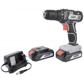 BRÜDER MANNESMANN M17690 avvitatore trapano a batteria 20V con 2 batterie Li-Ion 1,5Ah, 35 Nm, 0-1500 giri/min, mandrino autoserrante, luce LED, Softgrip, valigetta