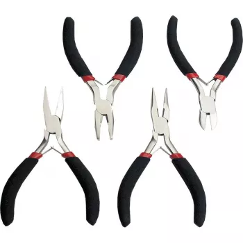 BRÜDER MANNESMANN set 4 pinze elettronica autobloccanti M10840, acciaio per utensili C50, 110 mm, pinza combinata, tronchese, pinza piatta, pinza tonda