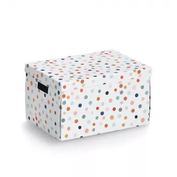 Zeller Dots scatola portatutto bianca con pois 25 x 35 x 20 cm 14475