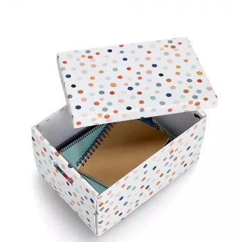 Zeller Dots scatola portatutto bianca con pois 25 x 35 x 20 cm 14475