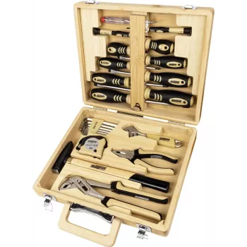 BRÜDER MANNESMANN MAN 29001 set di utensili da 24 pezzi in custodia in bambù M29001