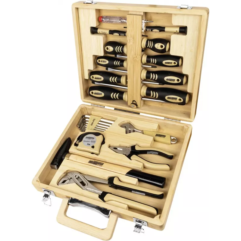 BRÜDER MANNESMANN MAN 29001 set di utensili da 24 pezzi in custodia in bambù M29001