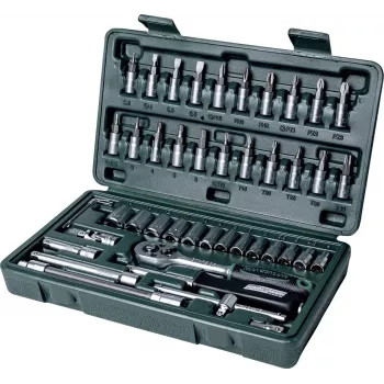 Brüder Mannesmann set di chiavi a bussola da 1/4 inch da 46 pezzi, acciaio cromo-vanadio, metrico, DIN/ISO 2040