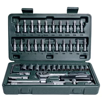 Brüder Mannesmann set di chiavi a bussola da 1/4 inch da 46 pezzi, acciaio cromo-vanadio, metrico, DIN/ISO 2040