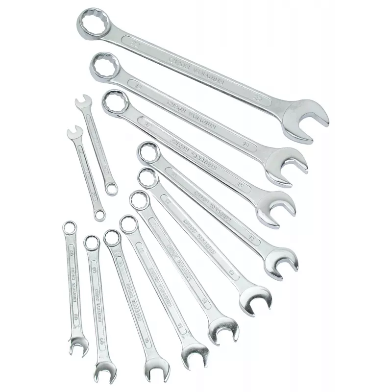 BRÜDER MANNESMANN set di chiavi combinate, 12 pezzi, acciaio cromo-vanadio, DIN 3113, 6-22 mm, cromate (130-12 DIN)