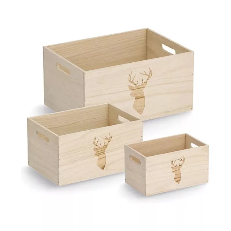 Zeller scatola contenitore cervo naturale 35 x 25 x 18 cm 15222