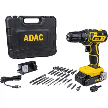 BRÜDER MANNESMANN ADAC avvitatore trapano a batteria 20 V con batteria agli ioni di litio, cambio a 2 marce, coppia 40 Nm, mandrino autoserrante 13 mm, valigetta, punte incluse (M17692)