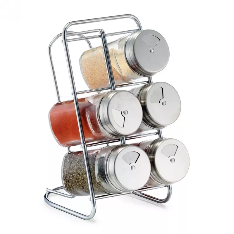 Zeller 19638 Set portaspezie, 7 pz., vetro/acciaio inox