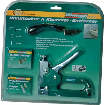 BRÜDER MANNESMANN Set cucitrice manuale, acciaio, con estrattore di punti e 200 punti metallici (48440)