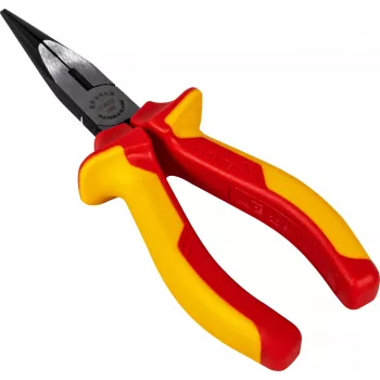 BRÜDER MANNESMANN Pinza a punte VDE 160 mm, isolata 1000V, pinza a punte lunghe per lavori su parti in tensione, rosso/giallo 10603