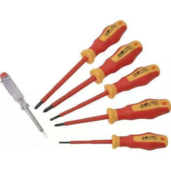 Brüder Mannesmann Set cacciaviti isolati VDE 6 pezzi taglio piatto Phillips M11226