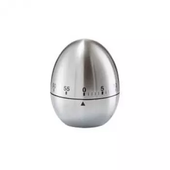 ZELLER Timer da cucina meccanico a forma di uovo in acciaio inox 60 minuti, argento 27245