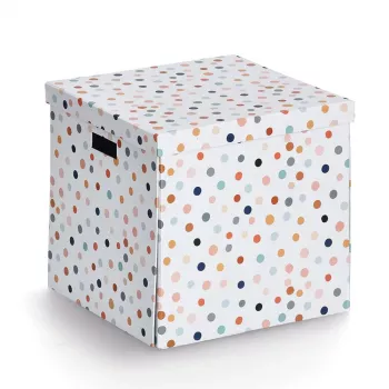 Zeller Dots Scatola portoggetti a pois bianchi 33,5 x 33 x 32 cm 14476