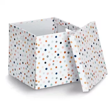 Zeller Dots Scatola portoggetti a pois bianchi 33,5 x 33 x 32 cm 14476