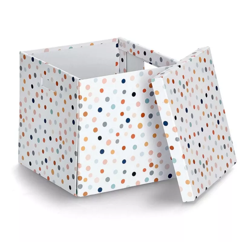 Zeller Dots Scatola portoggetti a pois bianchi 33,5 x 33 x 32 cm 14476