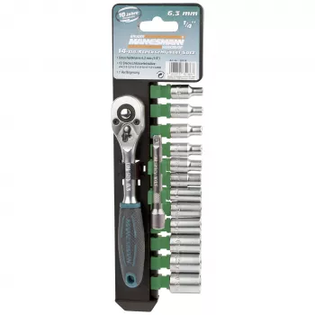 Brüder Mannesmann M29114 Set di 14 chiavi a bussola con attacco da 1/4 pollice, cromo-vanadio, 4-13 mm