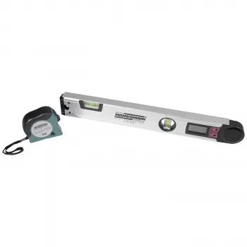 Brüder Mannesmann goniometro digitale con livella, 400 mm, LCD, 0-220°, risoluzione 0,1°, alluminio (M81230)