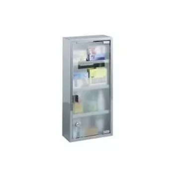 ZELLER armadietto portamedicinali 57x27x12 cm acciaio inox, con chiusura, 2 ripiani, a parete (99193)