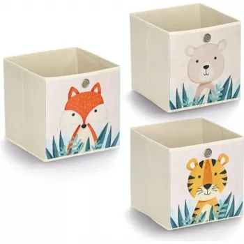 Zeller Present 14479 cesto portagiochi autoportante cubo beige multicolore