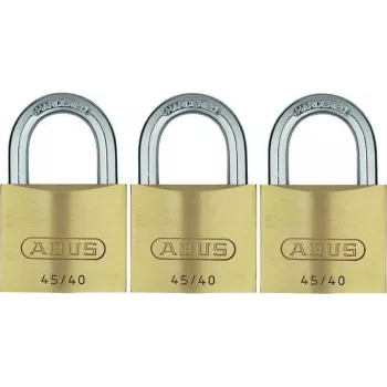 ABUS 82 Series set lucchetti in ottone, a chiave unica, corpo 45 mm, confezione da 3 11825 8