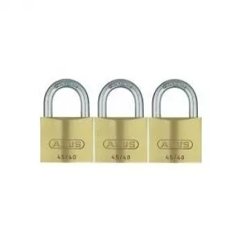 ABUS 82 Series set lucchetti in ottone, a chiave unica, corpo 45 mm, confezione da 3 11825 8