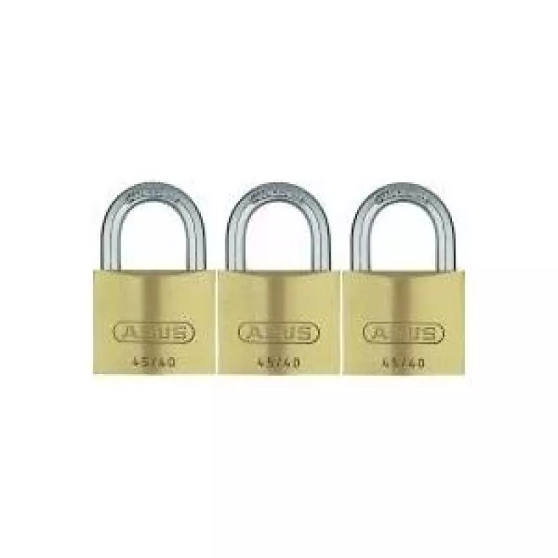 ABUS 82 Series set lucchetti in ottone, a chiave unica, corpo 45 mm, confezione da 3 11825 8
