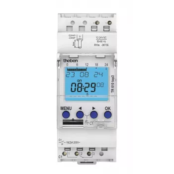 THEBEN TR 610 top3 12-24V timer digitale settimanale, 1 canale, guida DIN, 16 A 6104130