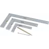 Brüder Mannesmann M81210 Set da 5 squadre con punta per tracciare, acciaio temprato, metriche, righello 100 mm, goniometro 0-180°, squadra per giunzioni a 45°, squadra di centratura, custodia in plastica 0418002