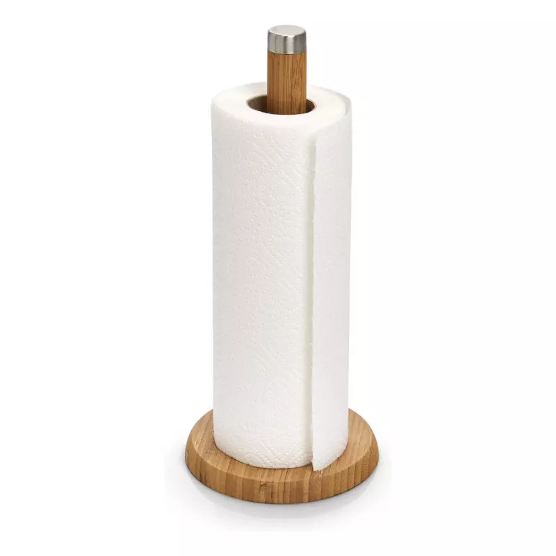 ZELLER portarotolo da cucina in bambù a supporto, naturale, portarotolo freestanding 25283